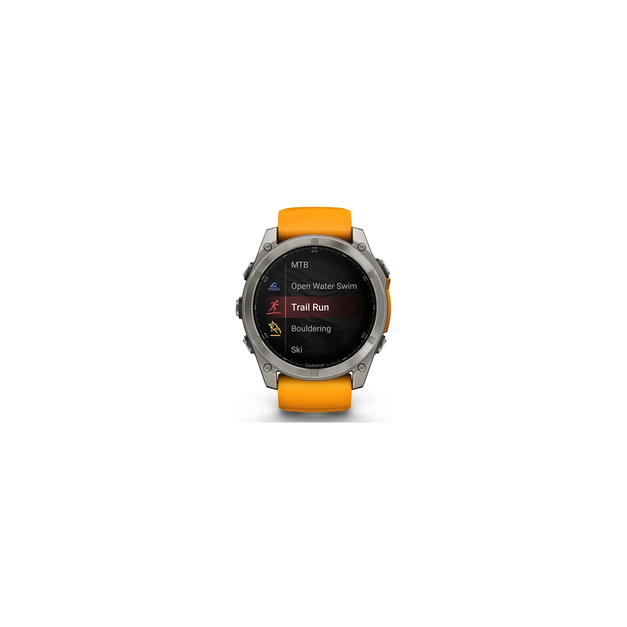 Fotografie 6 - Chytré hodinky Garmin fēnix 8 51 mm Sapphire Titanium Spark Orange/Graphite Silicone Band