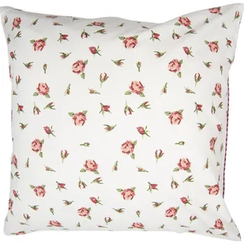 Dekorativní polštářek Bílý povlak na polštář s motivem růžiček Romantic Roses – 40x40 cm