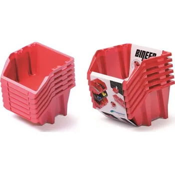 Úložný box Prosperplast Set úložných boxů 6 ks BINEER SHORT SET 214x198x238 mm - barva: červená