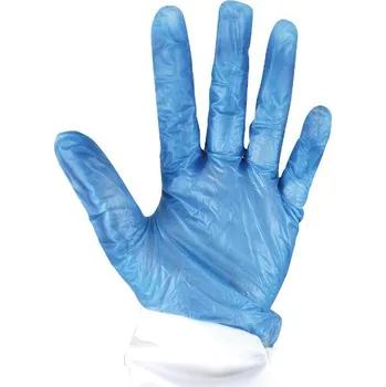 Pracovní rukavice SOLLAU Detekovatelné jednorázové vinylové rukavice Velikost: Střední