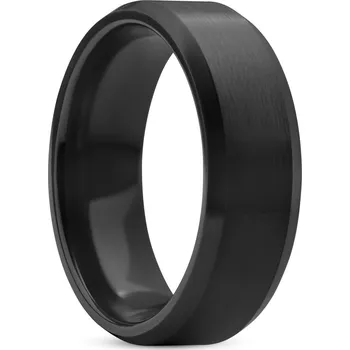 Prsten Ferrum | 8 mm černý broušený a leštěný keramický prsten se zkosenými okraji - Lucleon