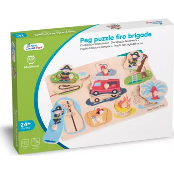 Dřevěná hračka New Classic Toys vkládací puzzle hasiči