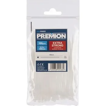 Stahovací páska Stahovací pásky bílé 2,5 x 100mm 100ks Premion PREP00025