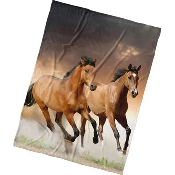 Dětská deka Deka mikroplyšová Hnědáci koně 150*200 cm (Deky s koníkem, kůň)