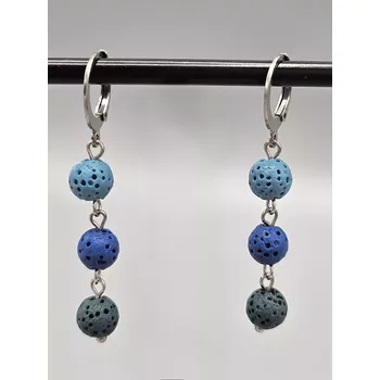 Náušnice Náušnice - Tři kuličky Lávy - modré