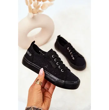 Dívčí tenisky Prolamované Tenisky Big Star JJ374012 Barva: Černá, Velikost: 33