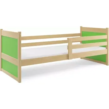 Postel BMS GROUP Dětská postel Rico 1 80x190, bez úložného prostoru bez matrace - 1 osoba - Borovice, Zelená