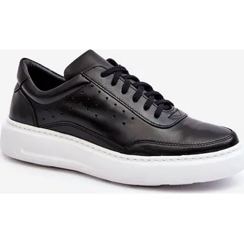 Pánská běžecká obuv Pánské kožené sportovní boty Zazoo 1544 Barva: Černá, Velikost: 41