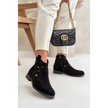 Dámské kozačky Dámské Botky S Prořezáváním Na Zip S.Barski HY42-081 Barva: Černá, Velikost: 40