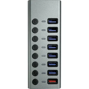 USB hub Maxtrack CH11L 8 portů USB 3.0-hub lze spínat jednotlivě stříbrnošedá