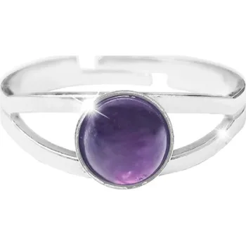 Prsten Stříbrný prsten s pravým minerálním kamenem Ametyst
