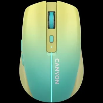 Myš CANYON myš optická bezdrátová MW-44, LED Backlight, 800/1200/1600 dpi, 8 tl, BT+2,4GHz, bat 500mAh, žlutomodrá gradient