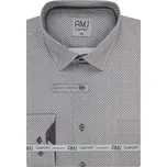 Pánská košile AMJ bavlněná, šedá kostičkovaná VDBPSR1392, dlouhý rukáv, prodloužená délka, slim fit, vel. 41