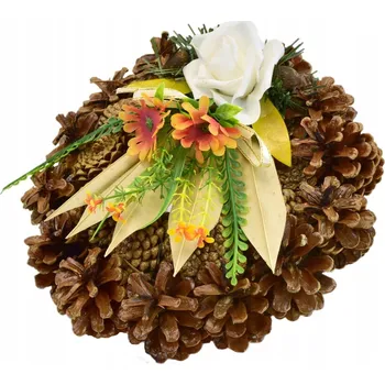 Věnec Šiškový věnec s bílou růží Ø22 cm