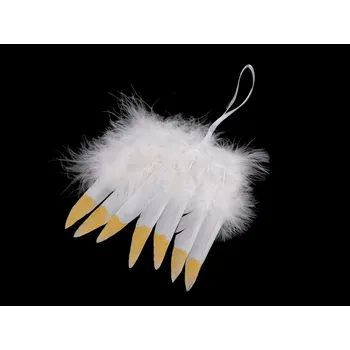 Vánoční dekorace Dekorace andělská křídla s metalickým efektem - 2 bílá zlatá