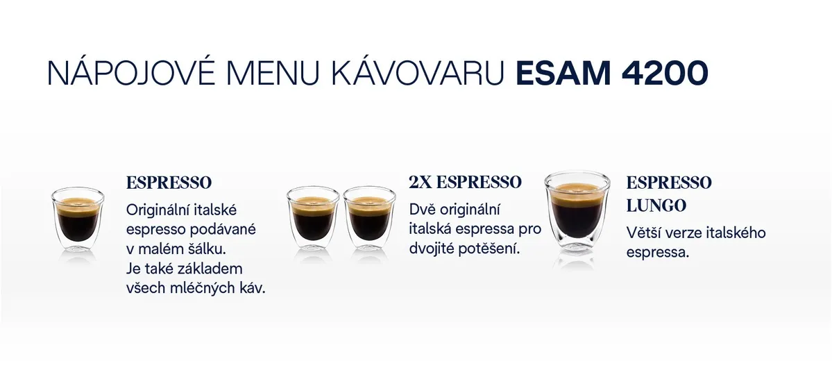 De'Longhi ESAM 4200.S - nápojové menu