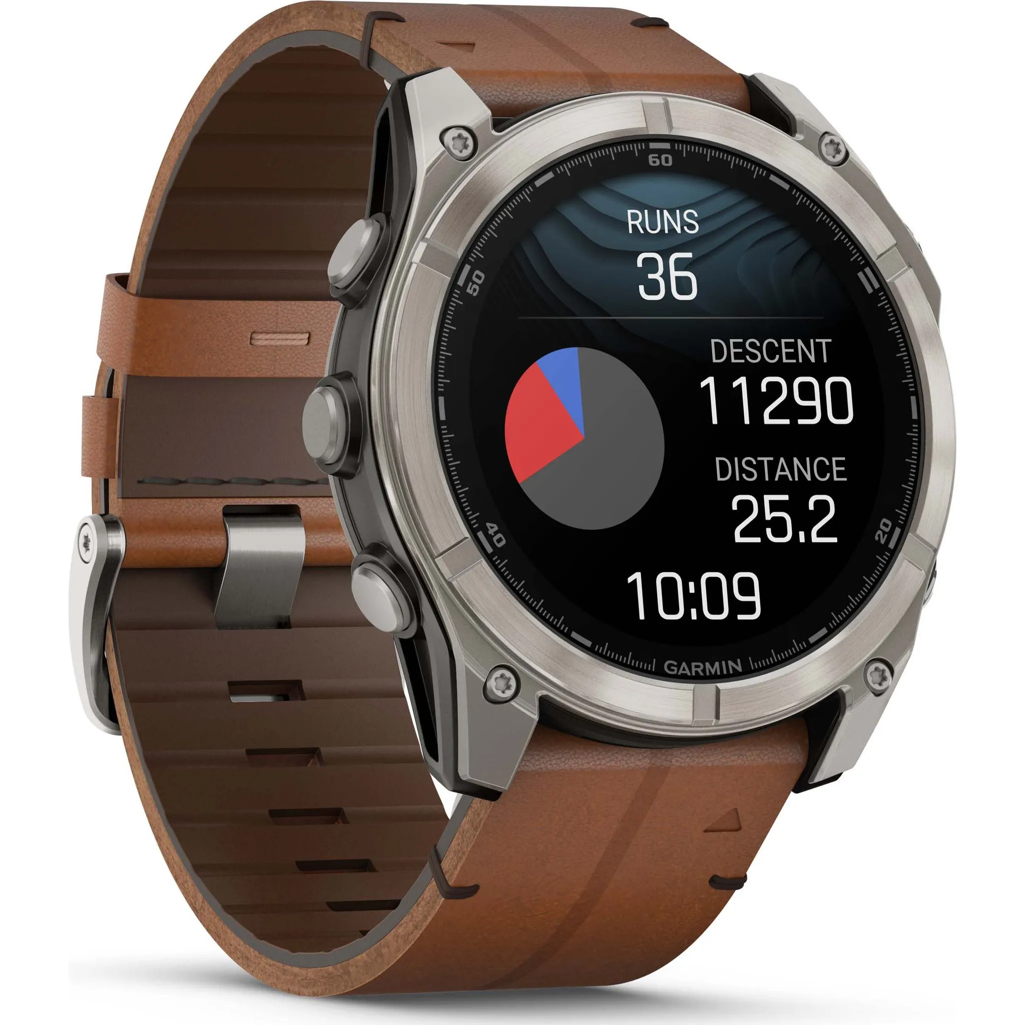 Fotografie 2 - Chytré hodinky Garmin fēnix 8 51 mm Sapphire Titanium/Brown Leather Band
