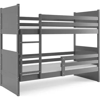 BMS GROUP Dětská patrová postel Rico - 2 osoby, 80x190 bez úložného prostoru bez matrace – Grafit, Grafit