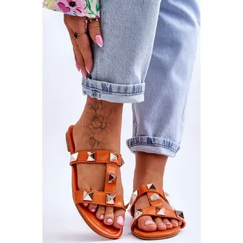 Dámské pantofle Dámské pantofle s velkými cvočky Mercure Barva: Oranžová, Velikost: 36