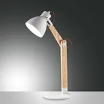 Fabas 3644-11-102 Sveva, pracovní lampička s vypínačem, bílý kov/dřevo, 1x40W E27, 35+23cm
