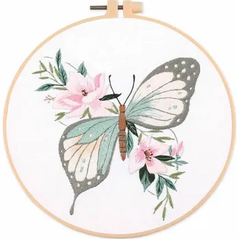 kreativní sada Manumi sada na vyšívání motýl s květinou