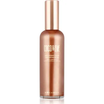 Čistič uší Coco & Eve Sunny Honey Antioxidant Glow Shimmer Body Oil rozjasňující olej na tělo 100 ml