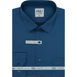 Pánská košile AMJ bavlněná, tmavě modrá vlnkovaná VDSB1388, dlouhý rukáv, slim fit, vel. 44