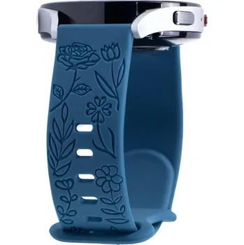 Příslušenství k chytrým hodinkám eses Silikonový řemínek - Květinový tmavě modrý, 20 mm