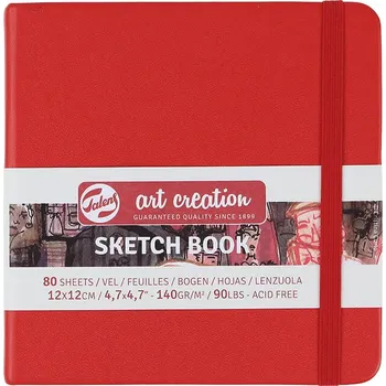 Zápisník Skicák Art Creation červený, 140 g/m2, 80 stran - 12 x 12 cm