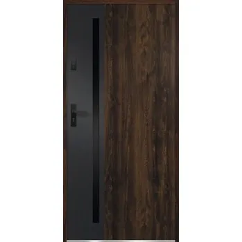 Vchodové dveře Kovové vchodové dveře S68 Arteo 80P ořech otevírání dovnitř