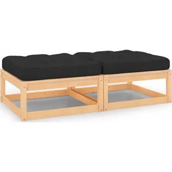 Zahradní stoličky s polštáři, 2 ks, masivní dřevo