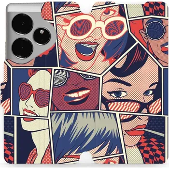 Pouzdro na mobilní telefon Flipové pouzdro Mobiwear - Realme GT 6 5G - VP18P Komiks (Knížkové flip pouzdro, obal, kryt na mobil Realme GT 6 5G - VP18P Komiks, materiál Umělá kůže + TPU - ochrana 360°, stojánek, silikonová vanička, magnetické zavírání)
