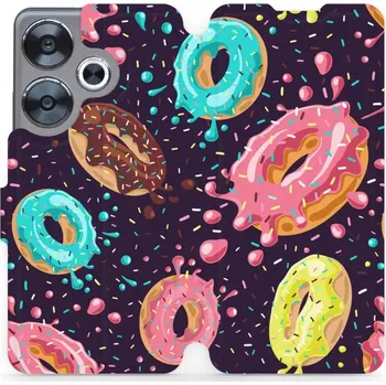 Pouzdro na mobilní telefon Flipové pouzdro Mobiwear - Xiaomi Poco F6 5G - VP19S Donutky (Knížkové flip pouzdro, obal, kryt na mobil Xiaomi Poco F6 5G - VP19S Donutky, materiál Umělá kůže + TPU - ochrana 360°, stojánek, silikonová vanička, magnetické zavírání)