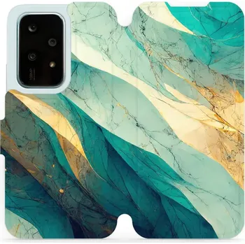 Pouzdro na mobilní telefon Flipové pouzdro Mobiwear - Honor 200 Lite - VP37S Zlatavý a zelenkavý mramor (Knížkové flip pouzdro, obal, kryt na mobil Honor 200 Lite - VP37S Zlatavý a zelenkavý mramor, materiál Umělá kůže + TPU - ochrana 360°, stojánek, silikonová vanička, magnetické)