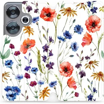 Pouzdro na mobilní telefon Flipové pouzdro Mobiwear - Xiaomi Poco F6 5G - MP04S Luční kvítí (Knížkové flip pouzdro, obal, kryt na mobil Xiaomi Poco F6 5G - MP04S Luční kvítí, materiál Umělá kůže + TPU - ochrana 360°, stojánek, silikonová vanička, magnetické zavírání)