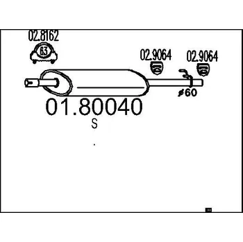 Tlumič výfuku Střední tlumič výfuku MTS 01.80040