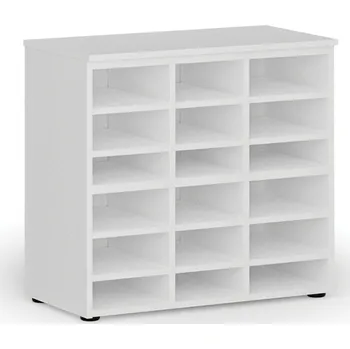 Policová skříň B2B Partner Třídicí regál PRIMO WHITE, 800 x 420 x 740 mm, 18 přihrádek, bílý