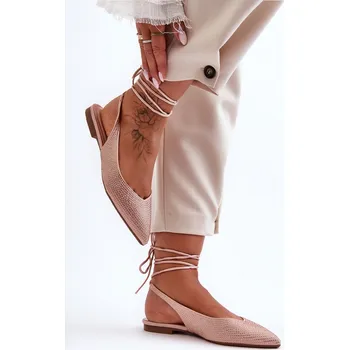 Dámské lodičky Ženy Tkanicí Baleríny Ozdobené Pytlíky Jange Barva: Béžová, Velikost: 37