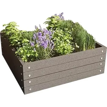 Vyvýšený záhon Vysoký záhon na bylinky, kompozit, 70 × 70 × 24 cm, šedá 401370702400