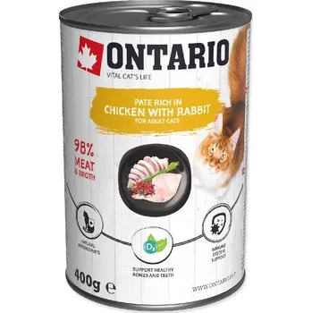 Krmivo pro kočku Konzerva ONTARIO kuřecí paté s králíkem 400g