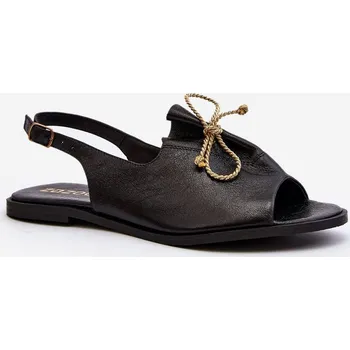 Dámské sandále Kožené ploché sandály Zazoo 2898 Barva: Černá, Velikost: 35