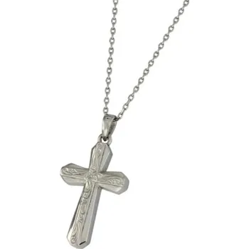 Přívěsek Genco Náhrdelník z chirurgické oceli s křížkem GPSS1205 Barva: Steel