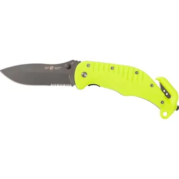 Multifunkční nůž Nůž záchranářský RKY-01, s kombinovaným ostřím, žlutý