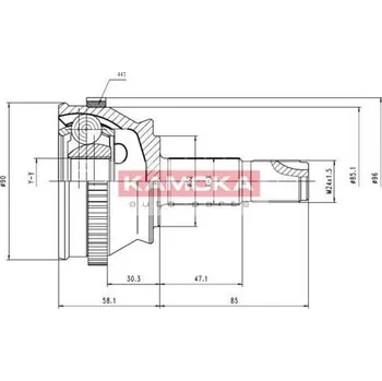 Poloosa kola Sada kloubů, hnací hřídel, , 60605055, KAMOKA, 7346