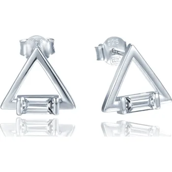 Náušnice Stříbrné náušnice trojúhelníky s bílými zirkony