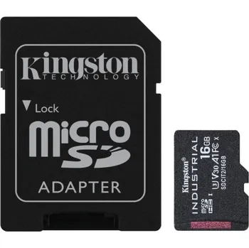 Paměťová karta Kingston MicroSDHC karta 16GB Industrial C10 A1 pSLC Card + SD Adapter
