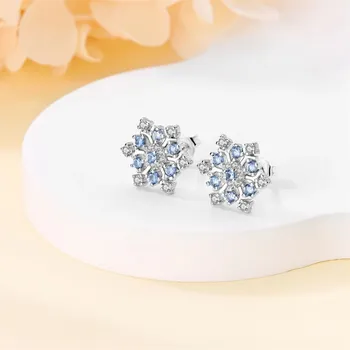 Náušnice Stříbrné dámské/dívčí náušnice se zirkony - kroužky Varianta: PAE187 vločka (puzetka)