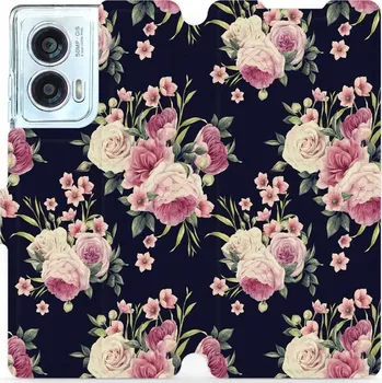 Pouzdro na mobilní telefon Flipové pouzdro Mobiwear - Motorola Edge 50 Fusion - V068P Růžičky (Knížkové flip pouzdro, obal, kryt na mobil Motorola Edge 50 Fusion - V068P Růžičky, materiál Umělá kůže + TPU - ochrana 360°, stojánek, silikonová vanička, magnetické zavírání)