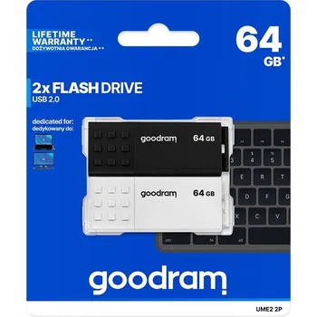 USB flash disk GOODRAM Flash Disk 2x64GB UME2, USB 2.0, bílá, černá