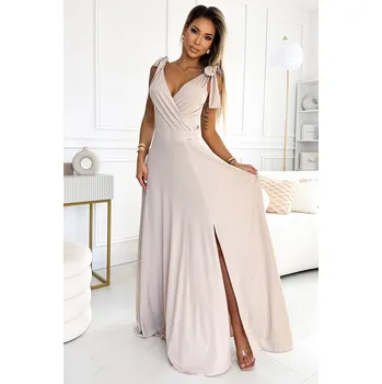 Dámské oblečení Dámské šaty NUMOCO ELENA 405-6 BÉŽOVÁ M